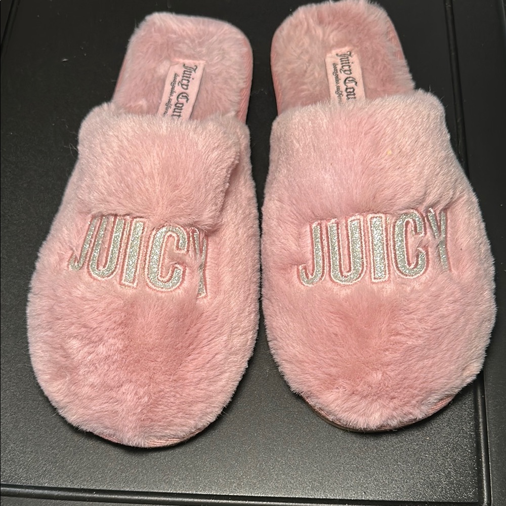 Juicy Couture Pink Fuzzy Slippers